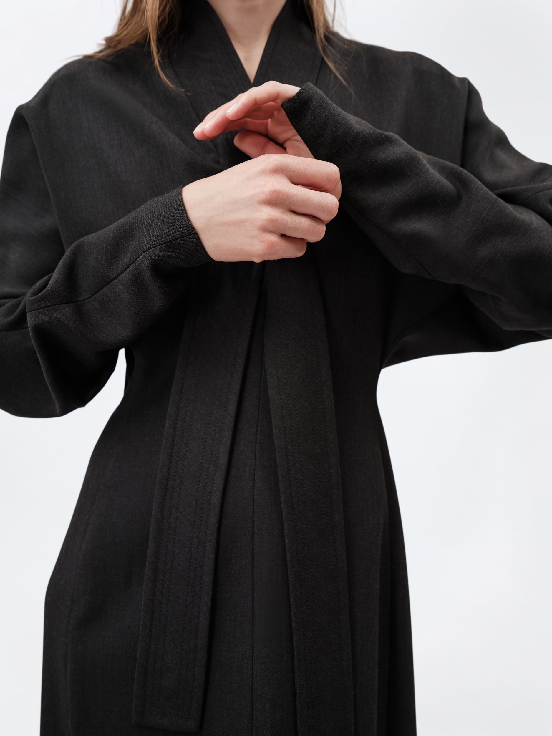 Kimono dress in grain de poudre