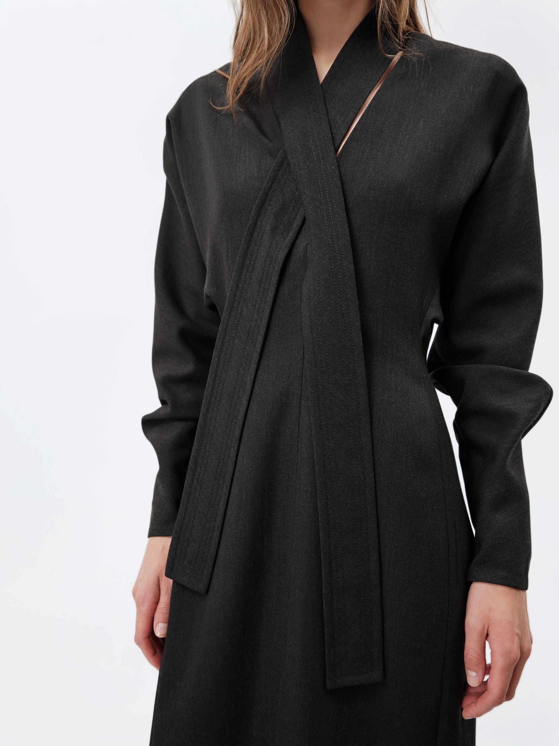 Kimono dress in grain de poudre