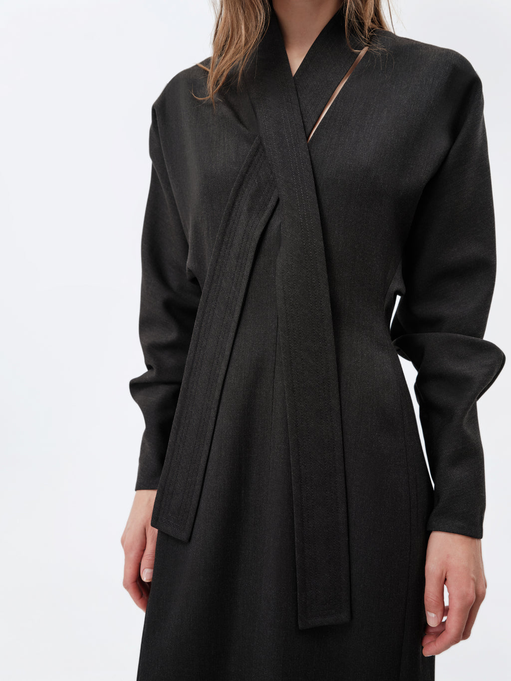 Kimono dress in grain de poudre