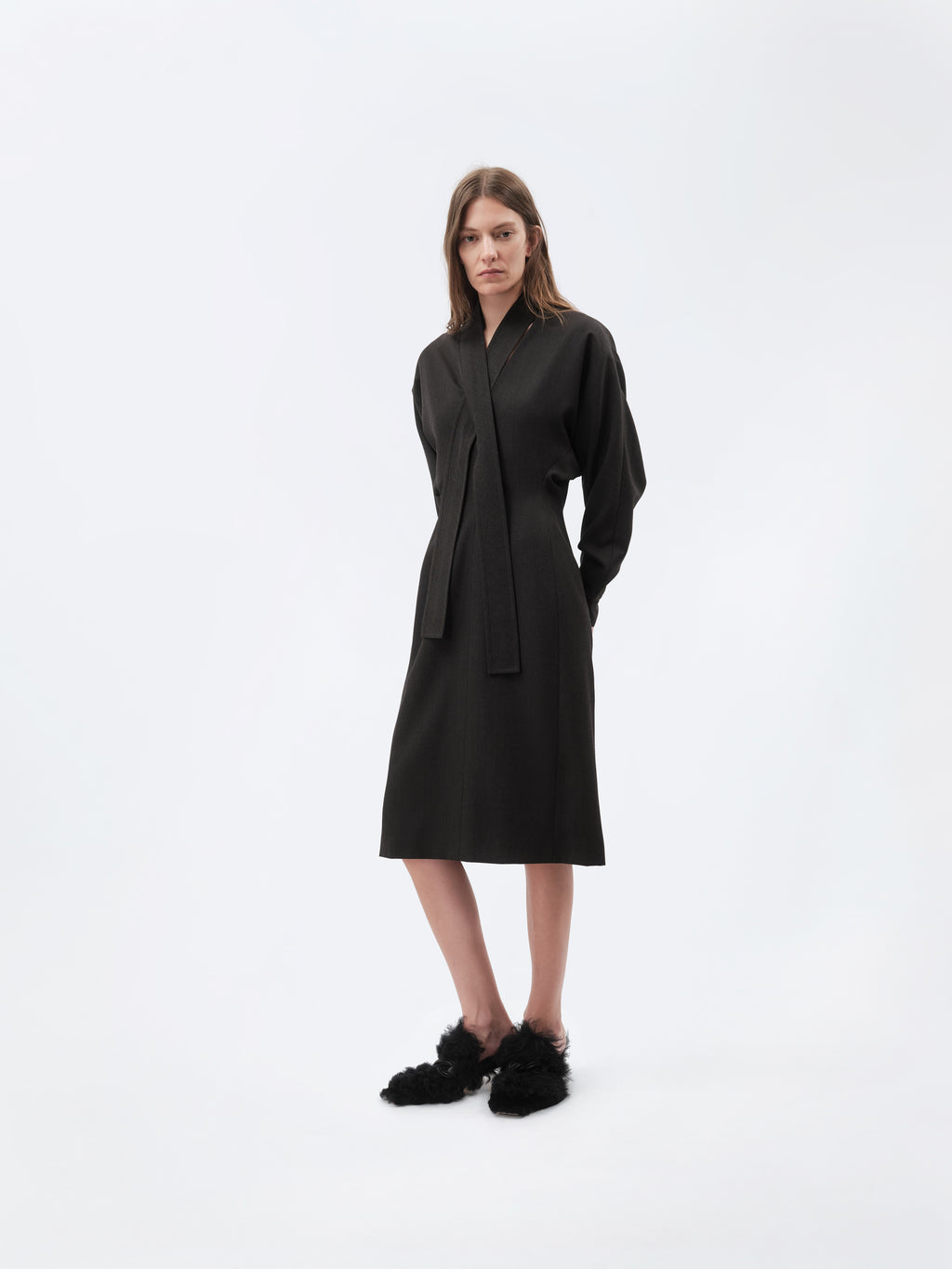Kimono dress in grain de poudre