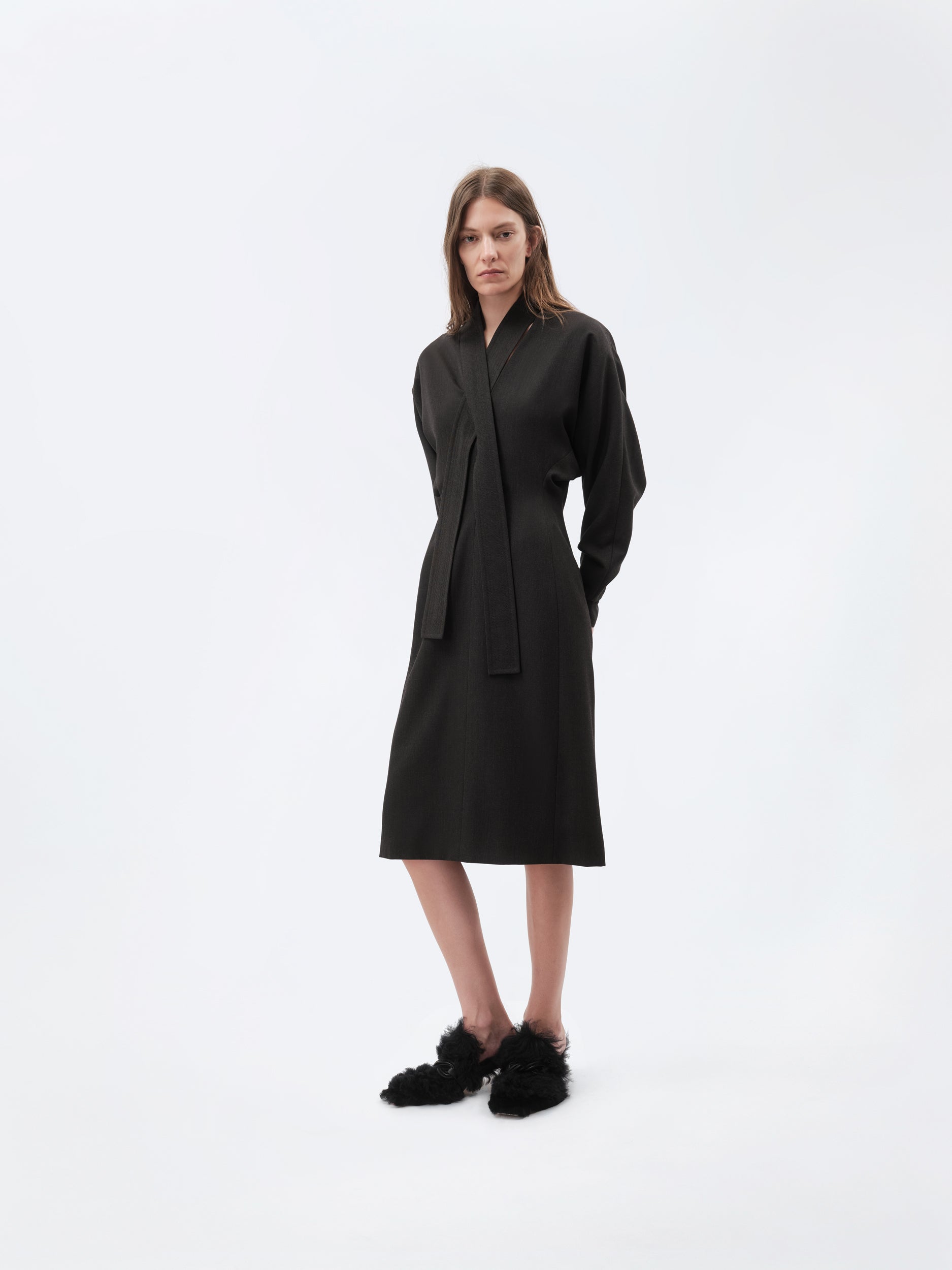 Kimono dress in grain de poudre