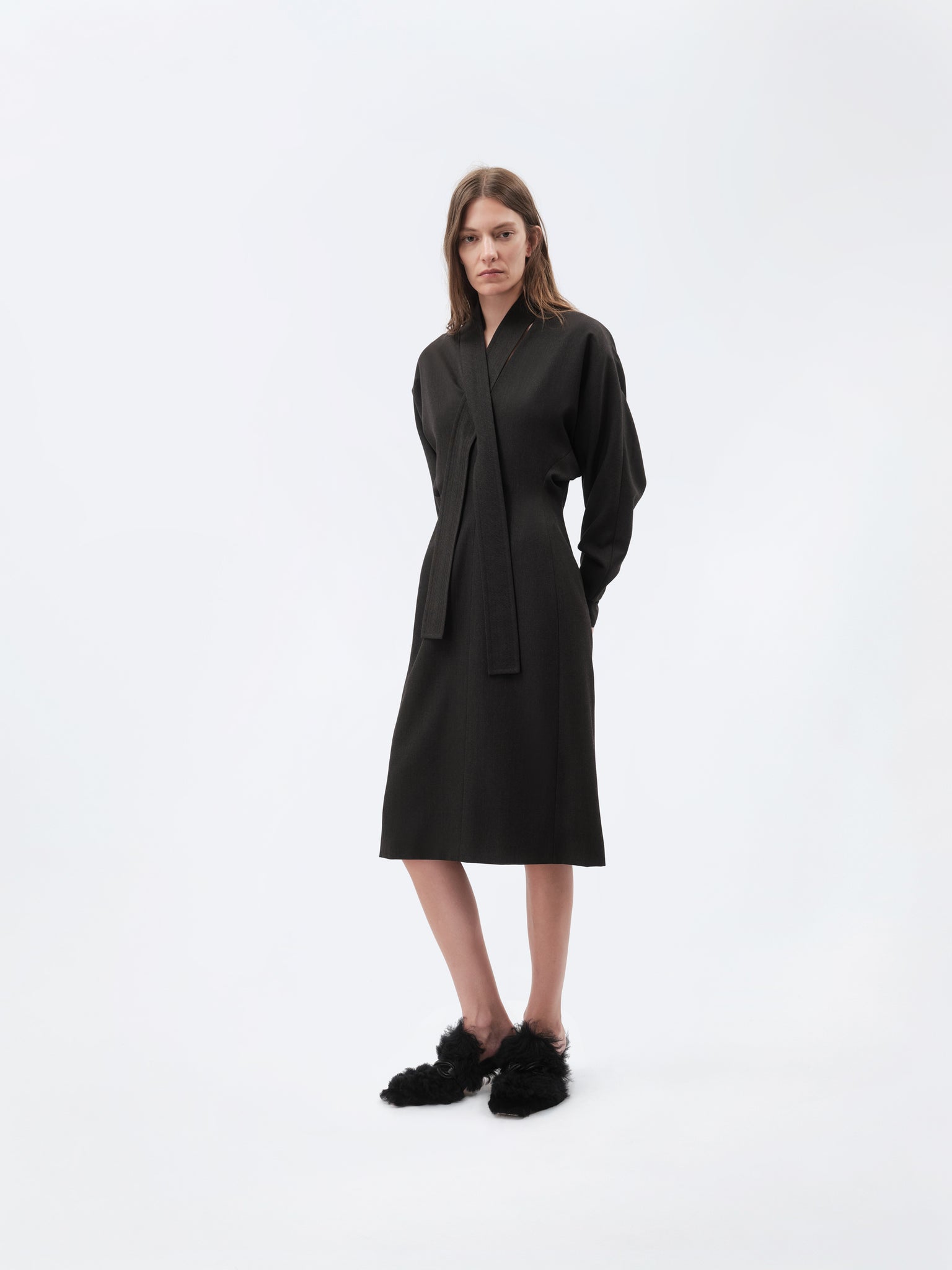 Kimono dress in grain de poudre