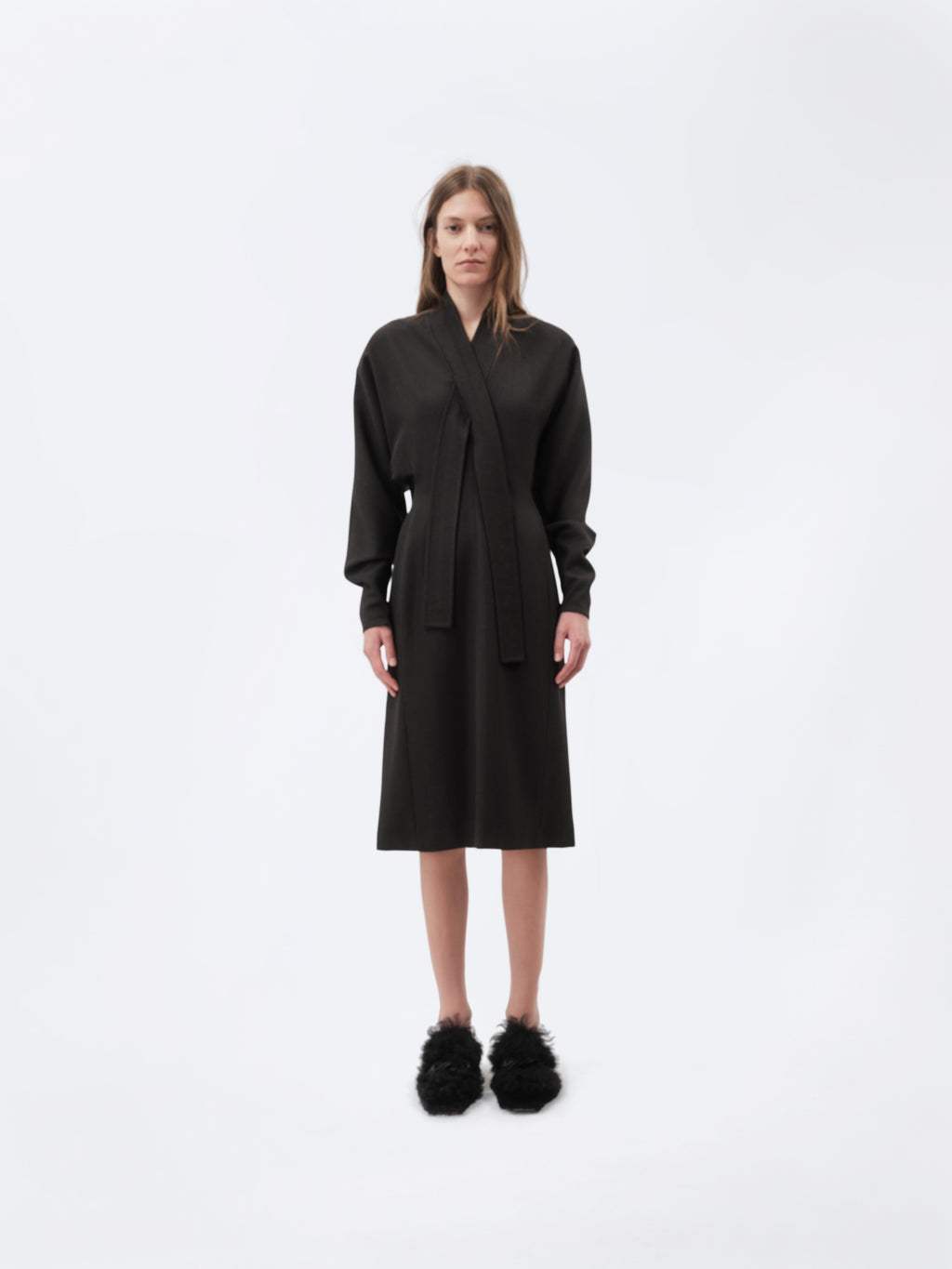 Kimono dress in grain de poudre