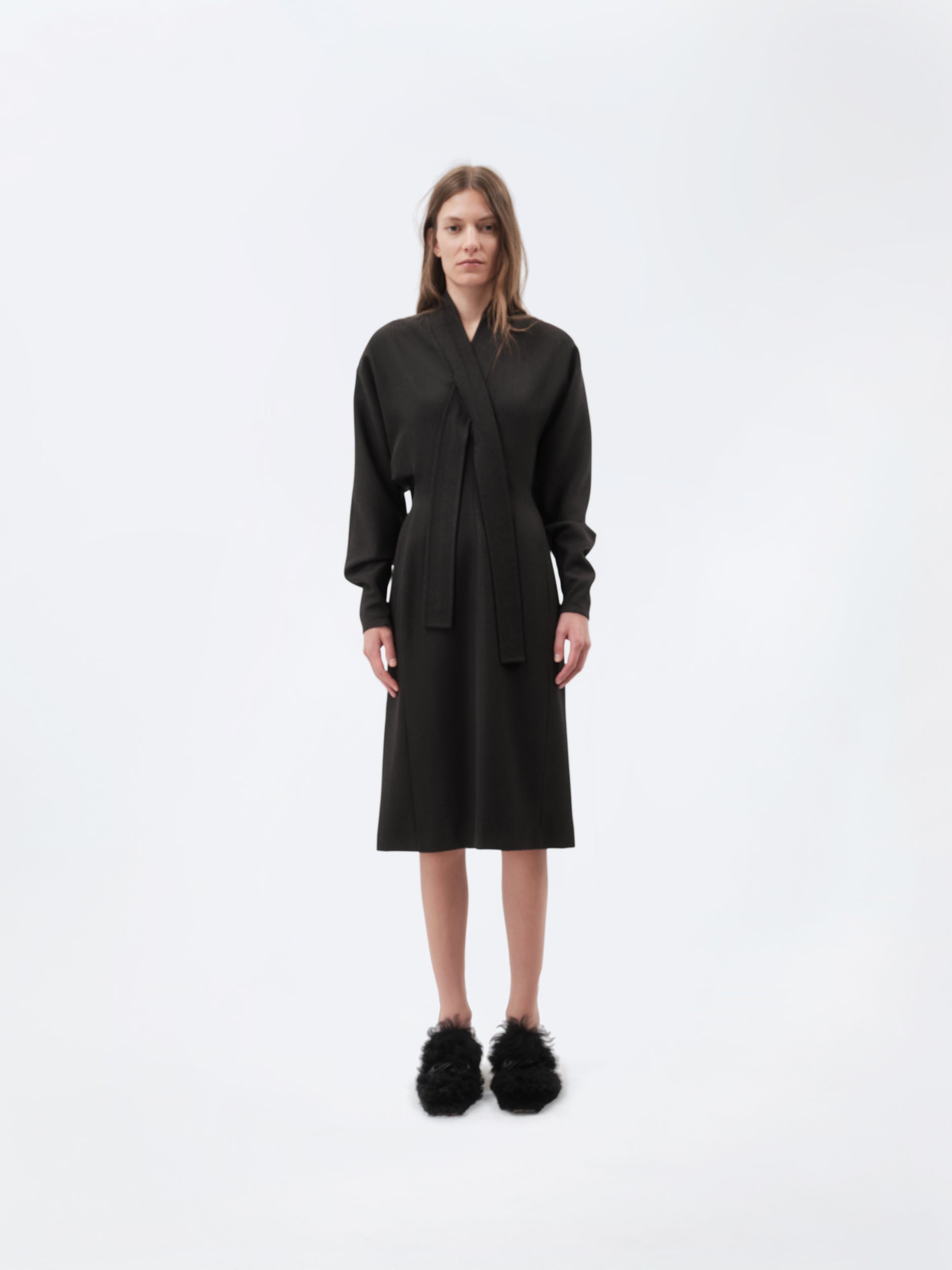 Kimono dress in grain de poudre