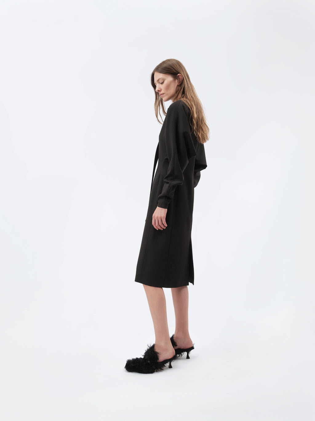 Kimono dress in grain de poudre