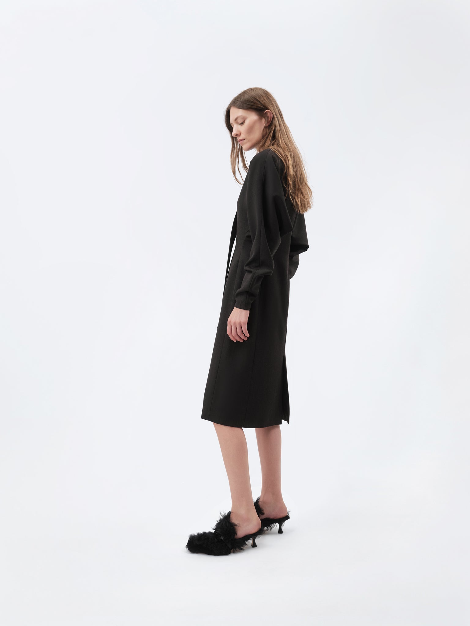 Kimono dress in grain de poudre