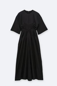 Pleat embellished dress in grain de poudre