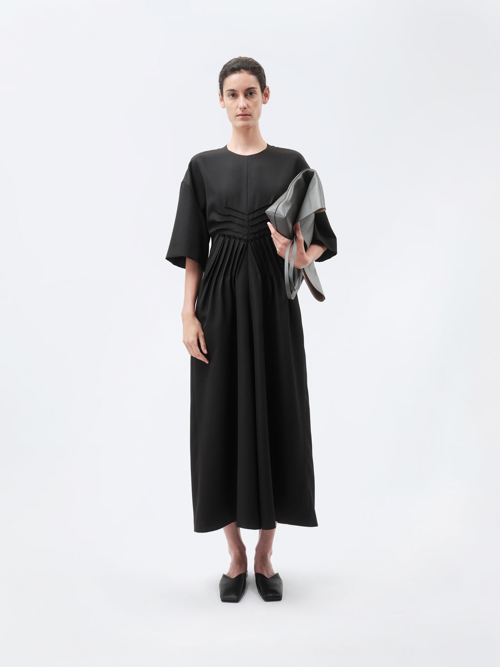Robe à plis en grain de poudre