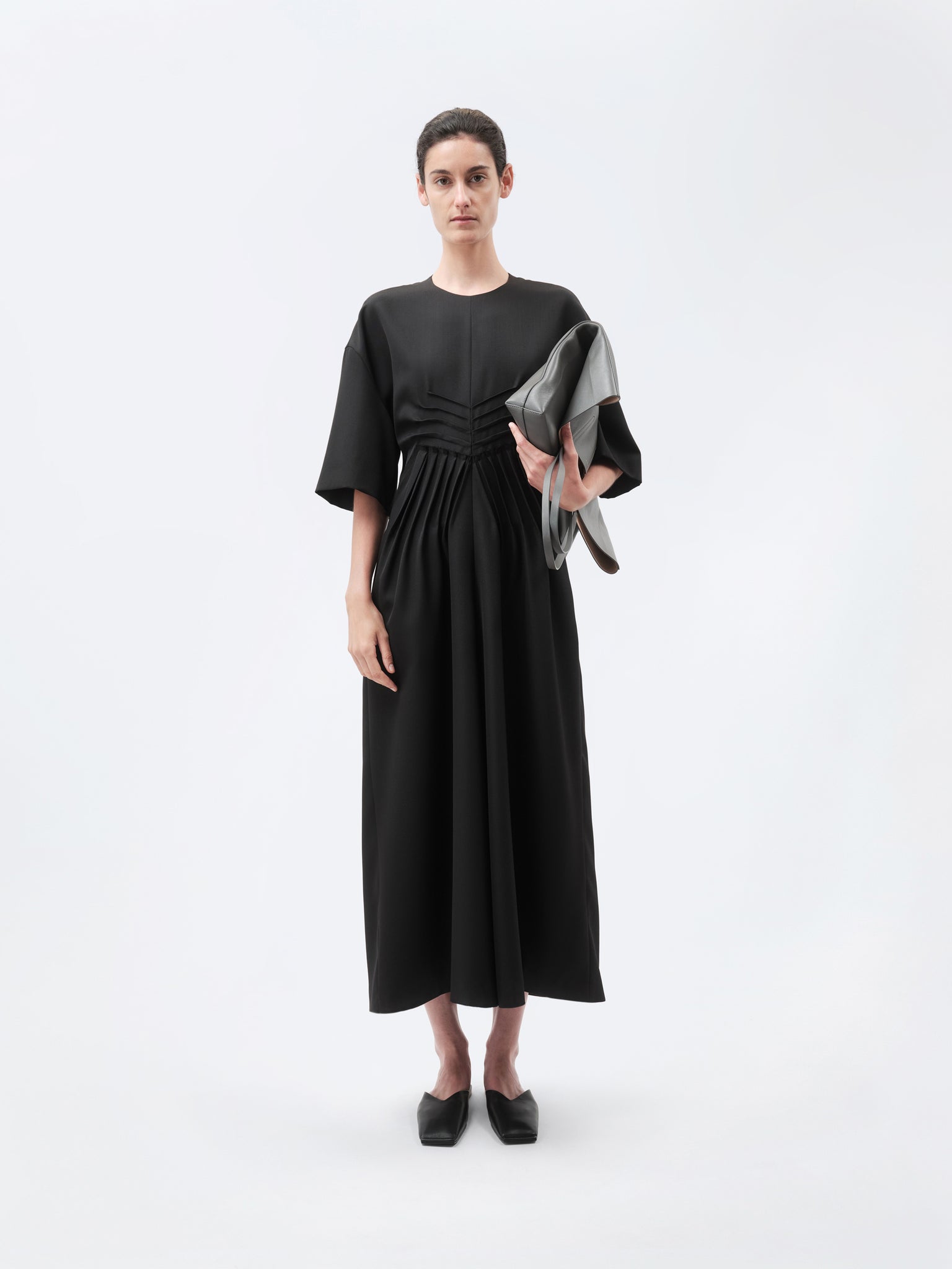 Robe à plis en grain de poudre