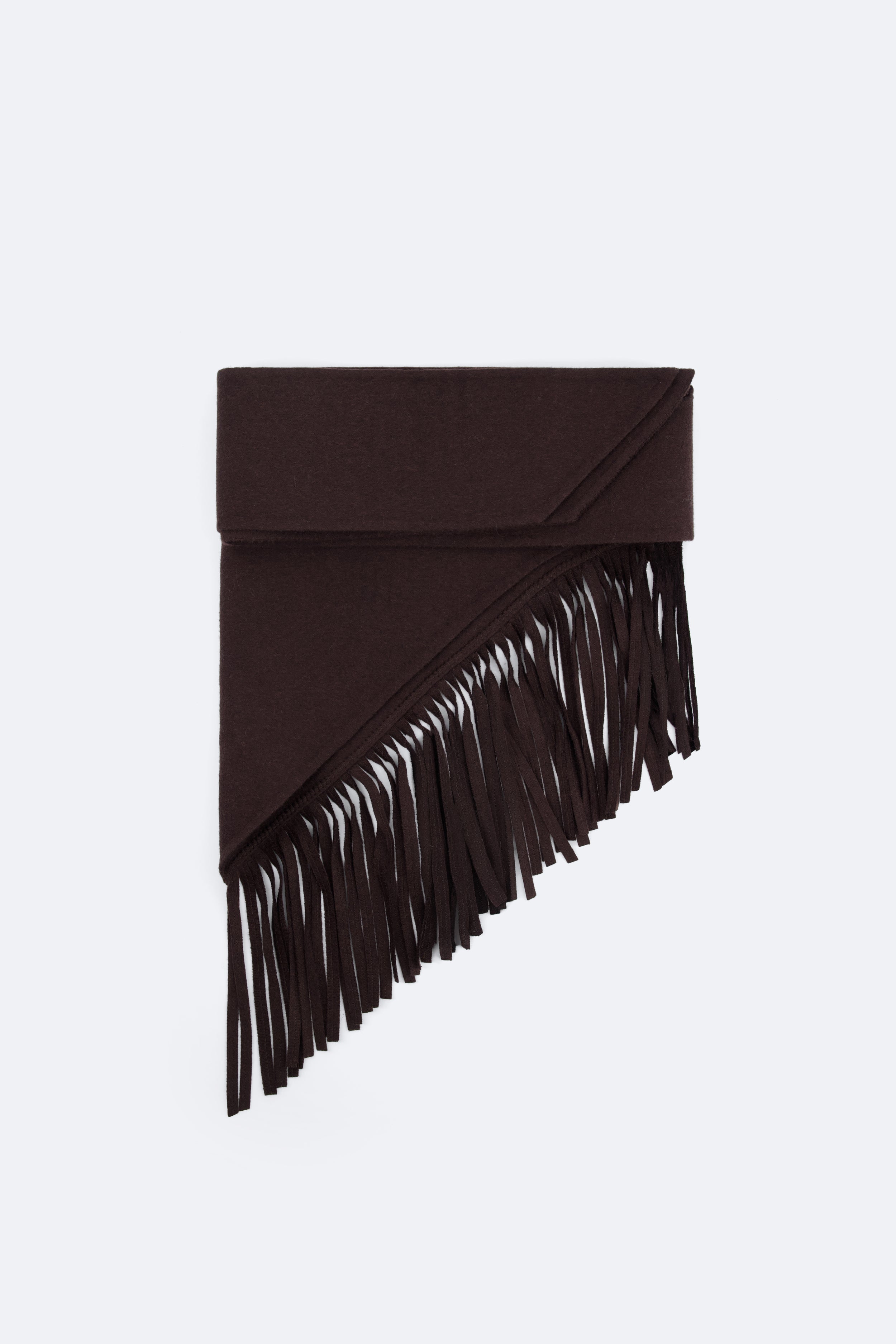 Fringed bandana scarf in light double face wool