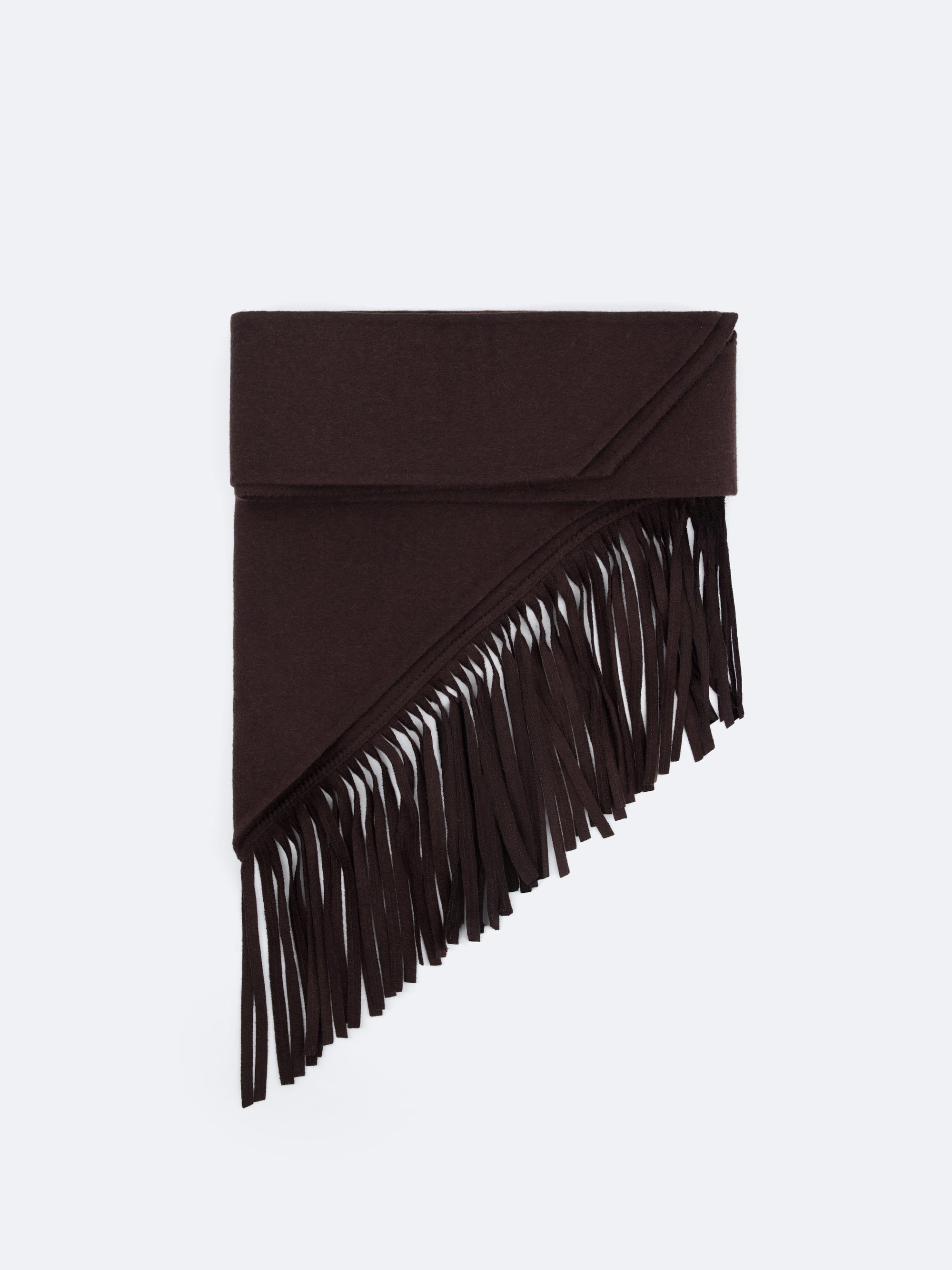 Fringed bandana scarf in light double face wool