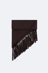 Fringed bandana scarf in light double face wool