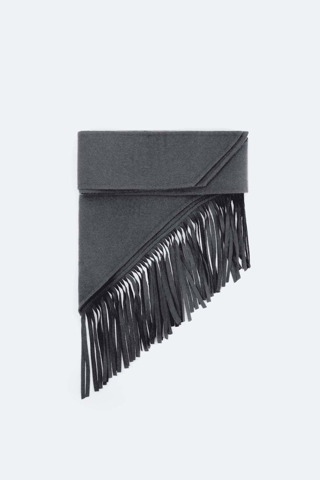 Fringed bandana scarf in light double face wool