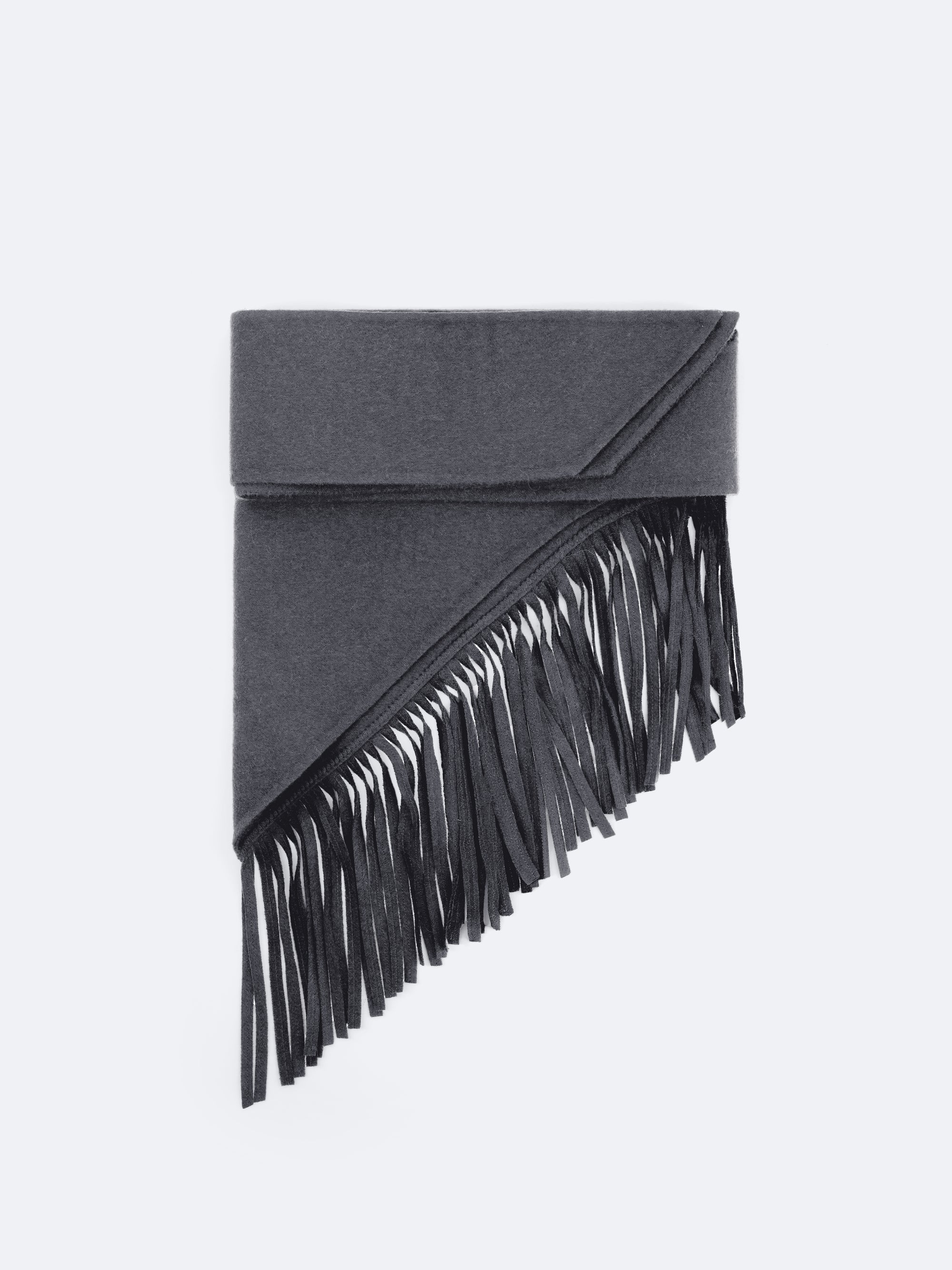 Fringed bandana scarf in light double face wool