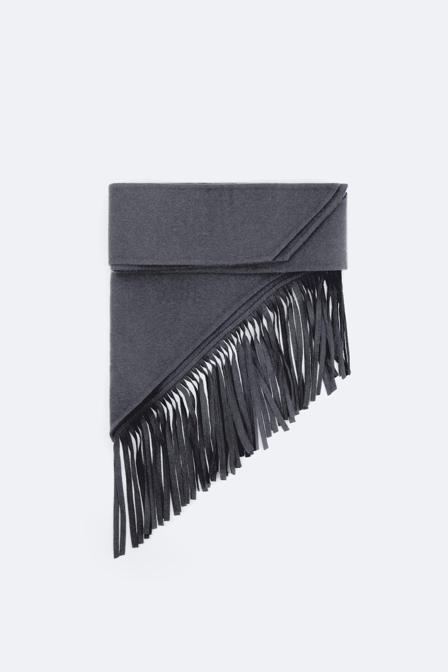 Fringed bandana scarf in light double face wool
