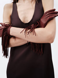 Fringed gloves in soft lamb leather