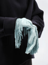 Fringed gloves in soft lamb leather