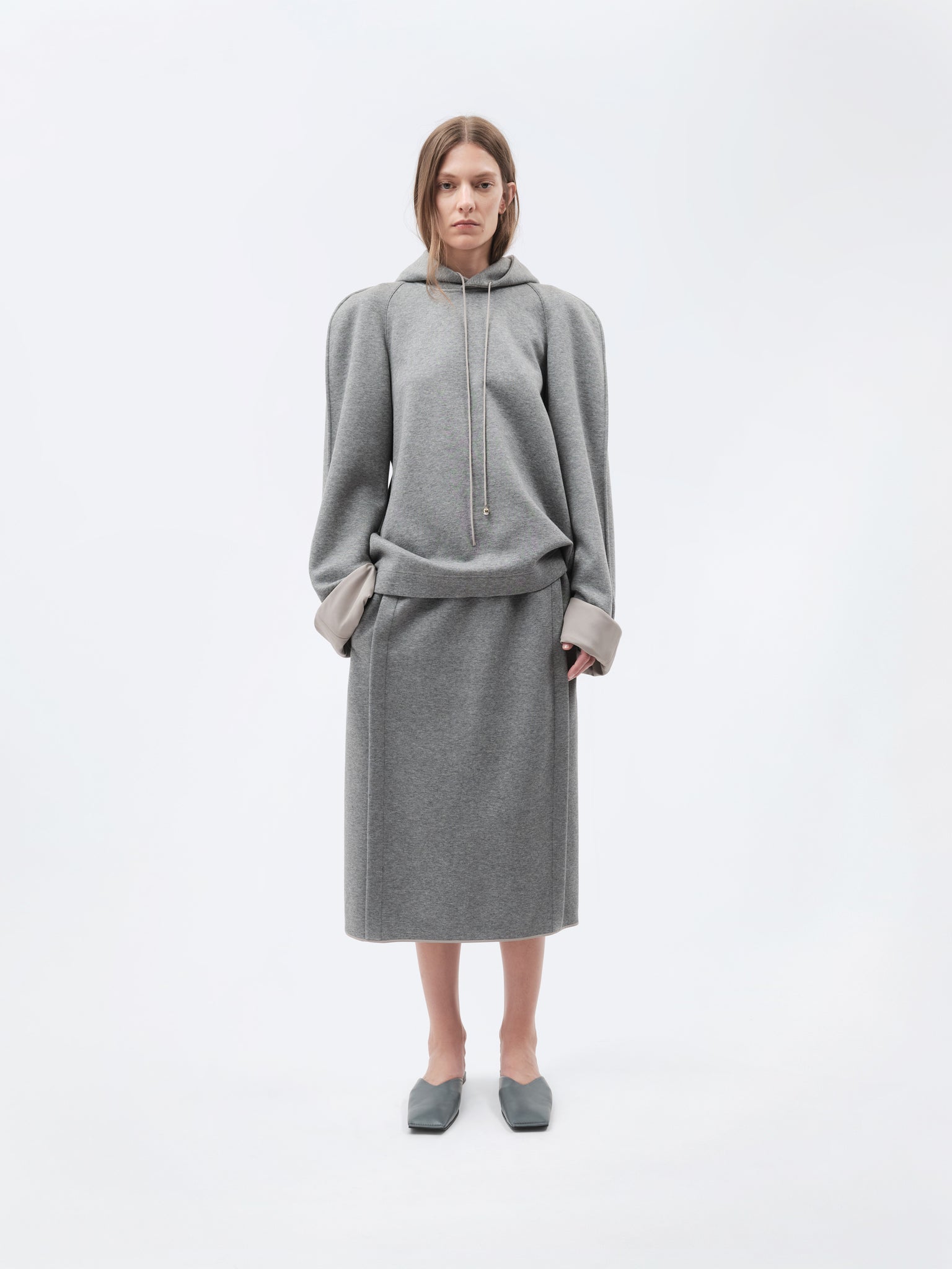 Sweat à capuche en jersey de cachemire et coton