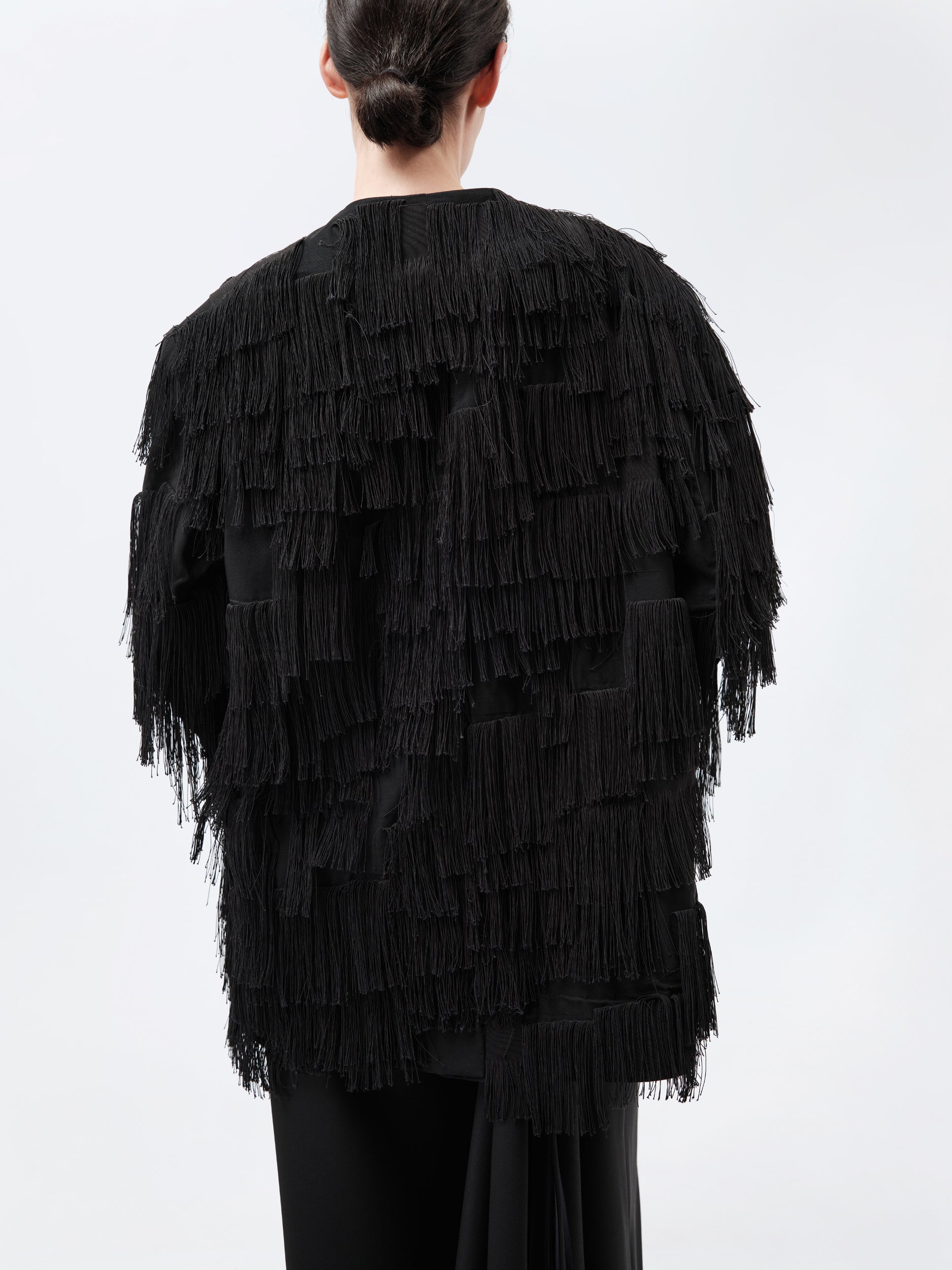 Oversized jacket in tassel fringe