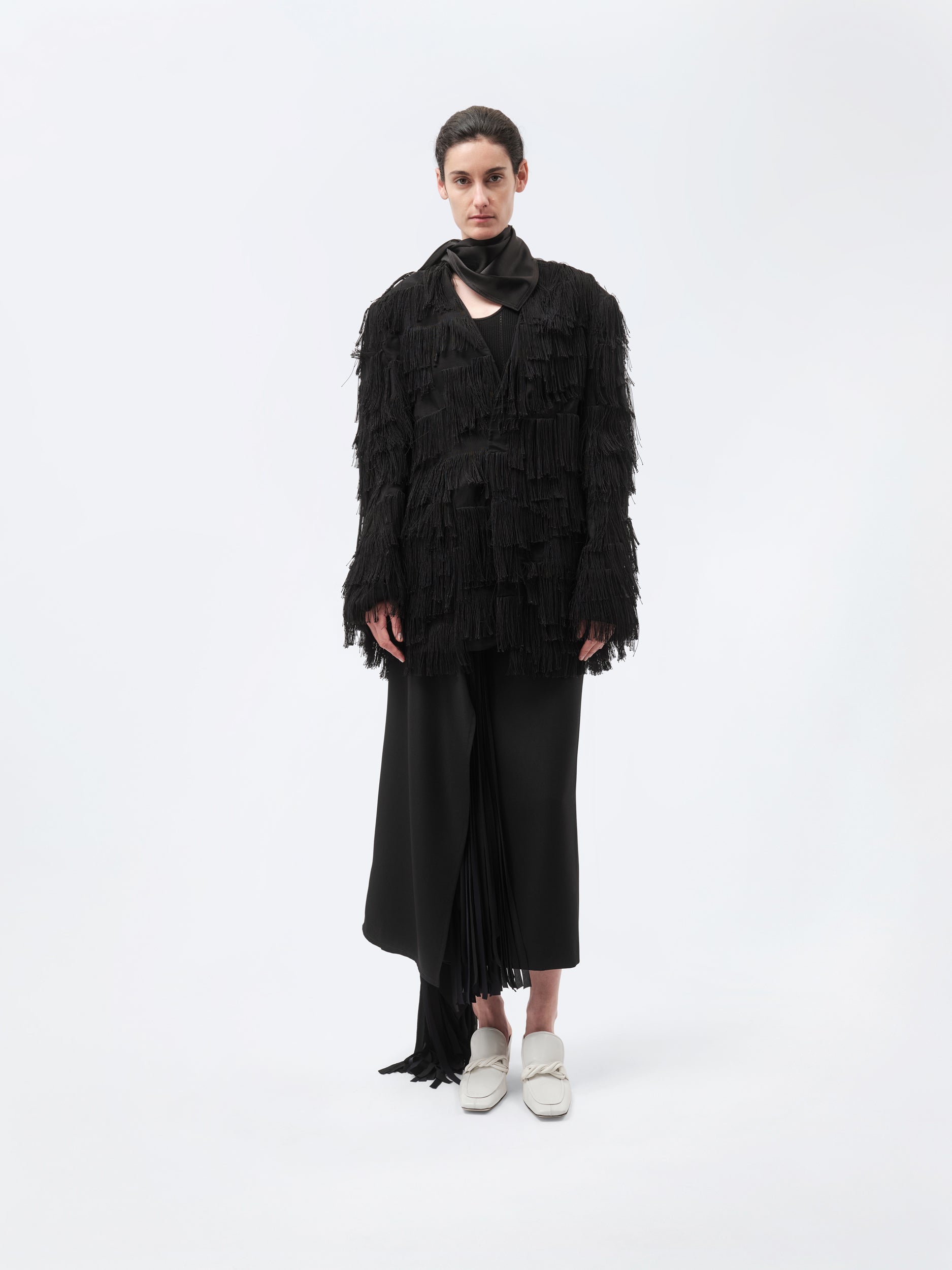 Oversized jacket in tassel fringe