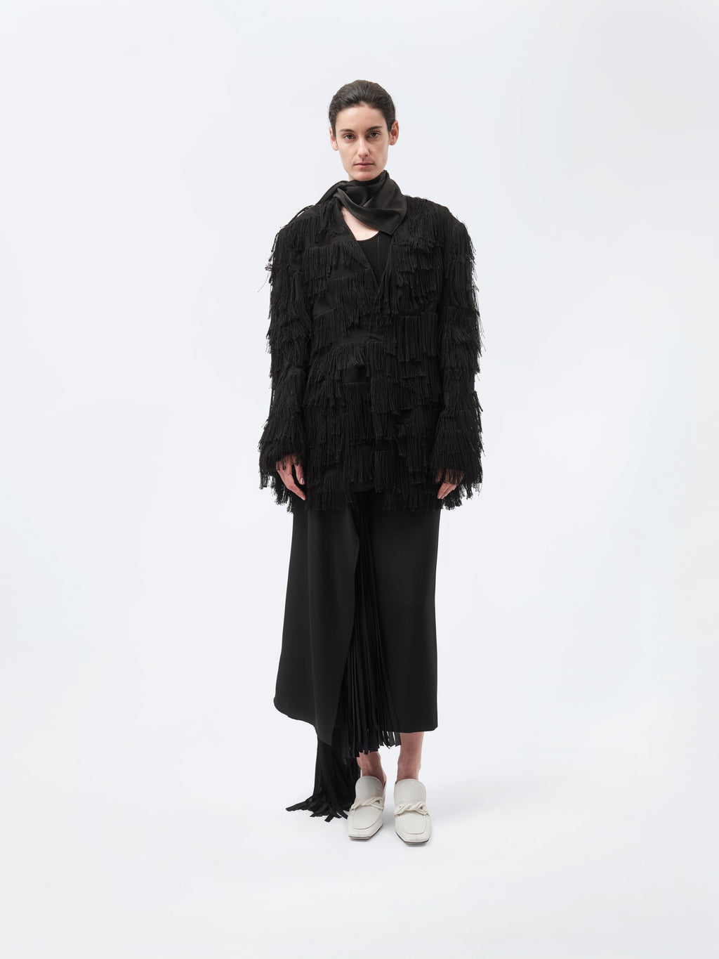 Oversized jacket in tassel fringe