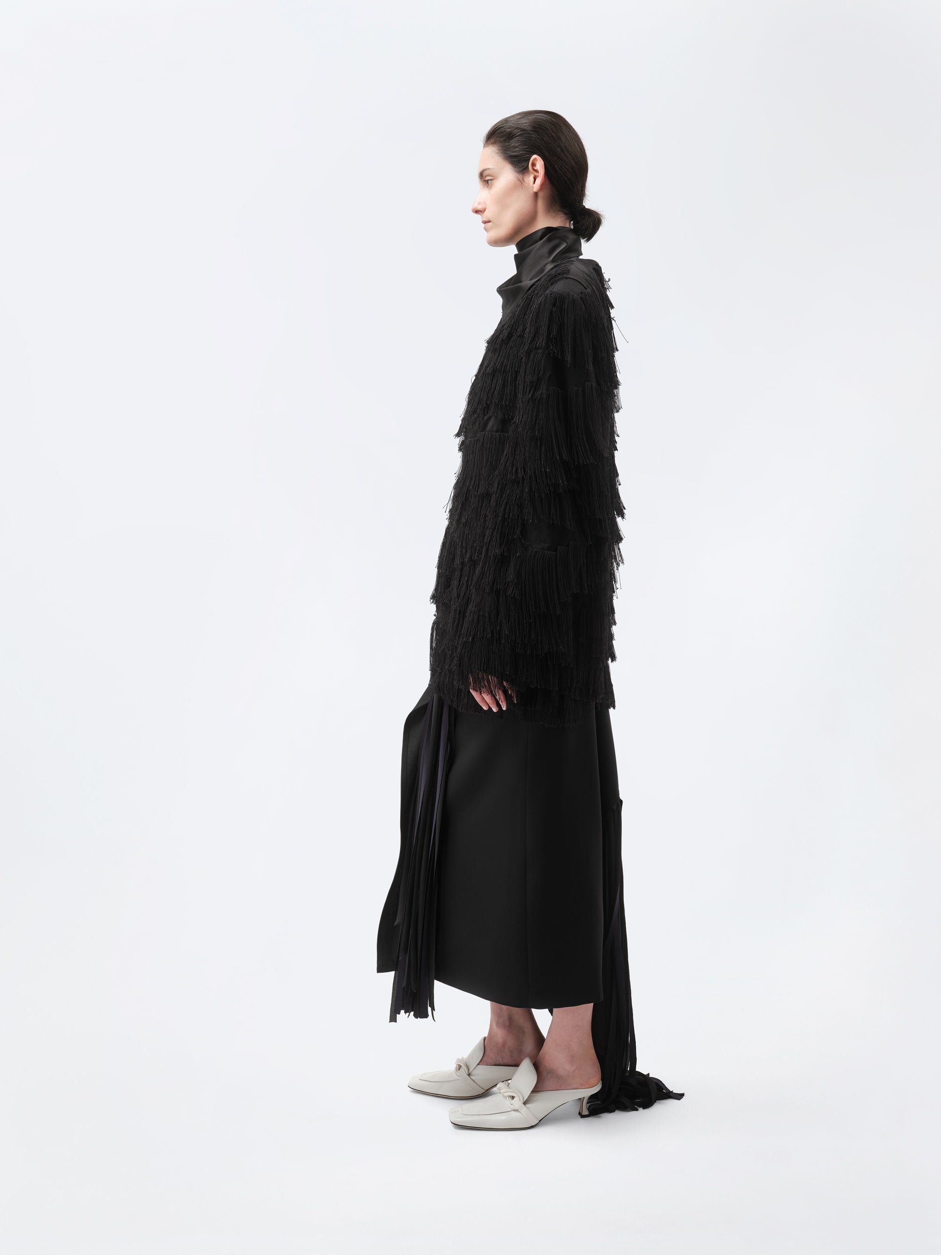 Oversized jacket in tassel fringe