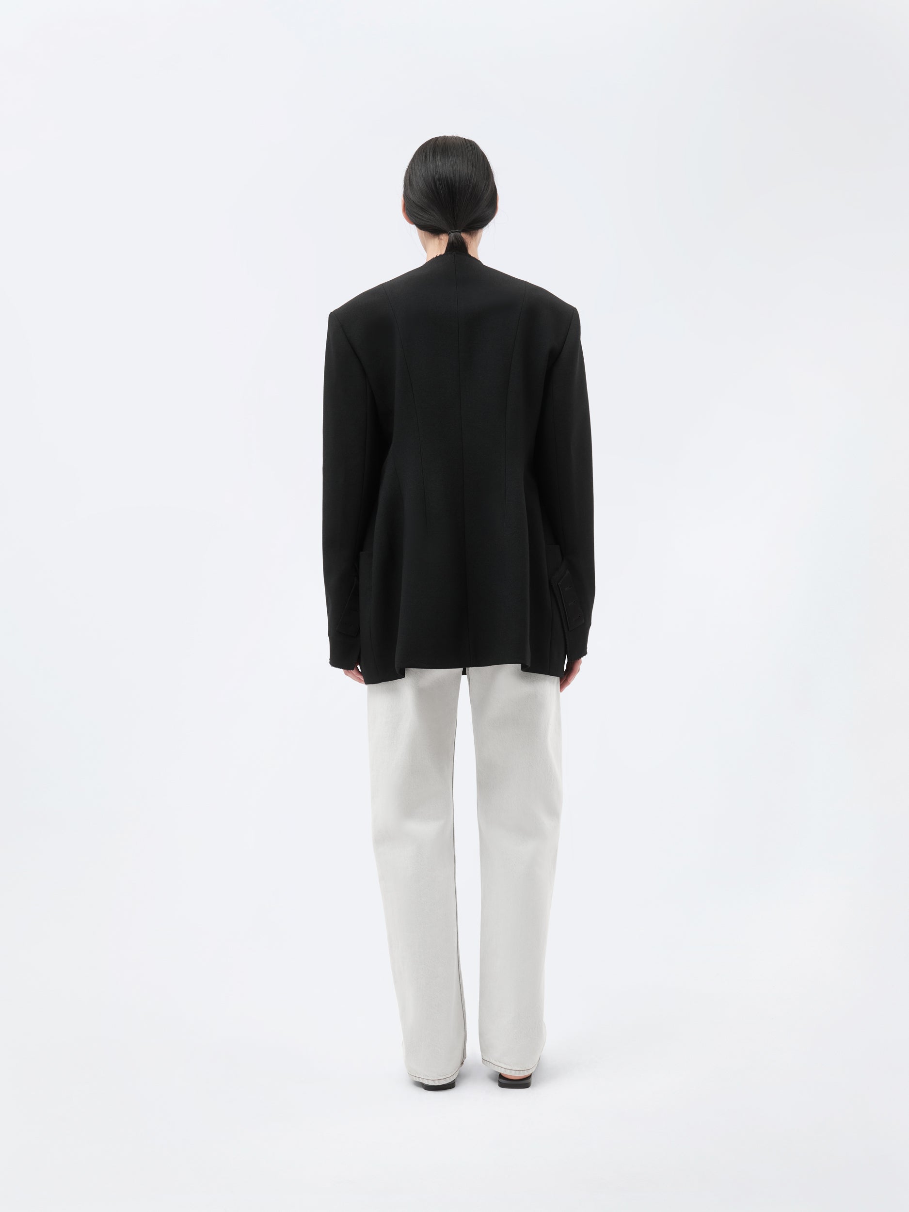 Veste déconstruite en toile de laine