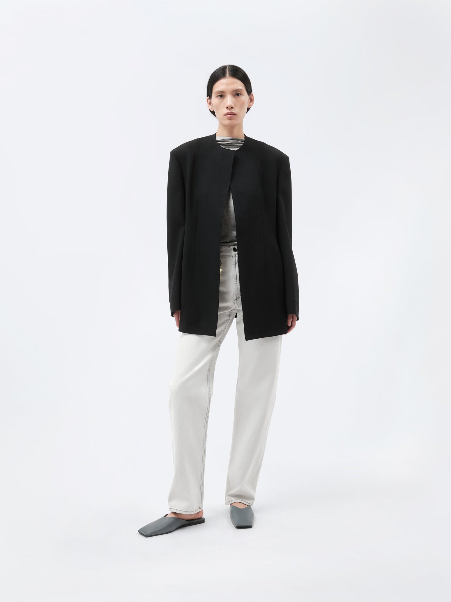 Veste déconstruite en toile de laine