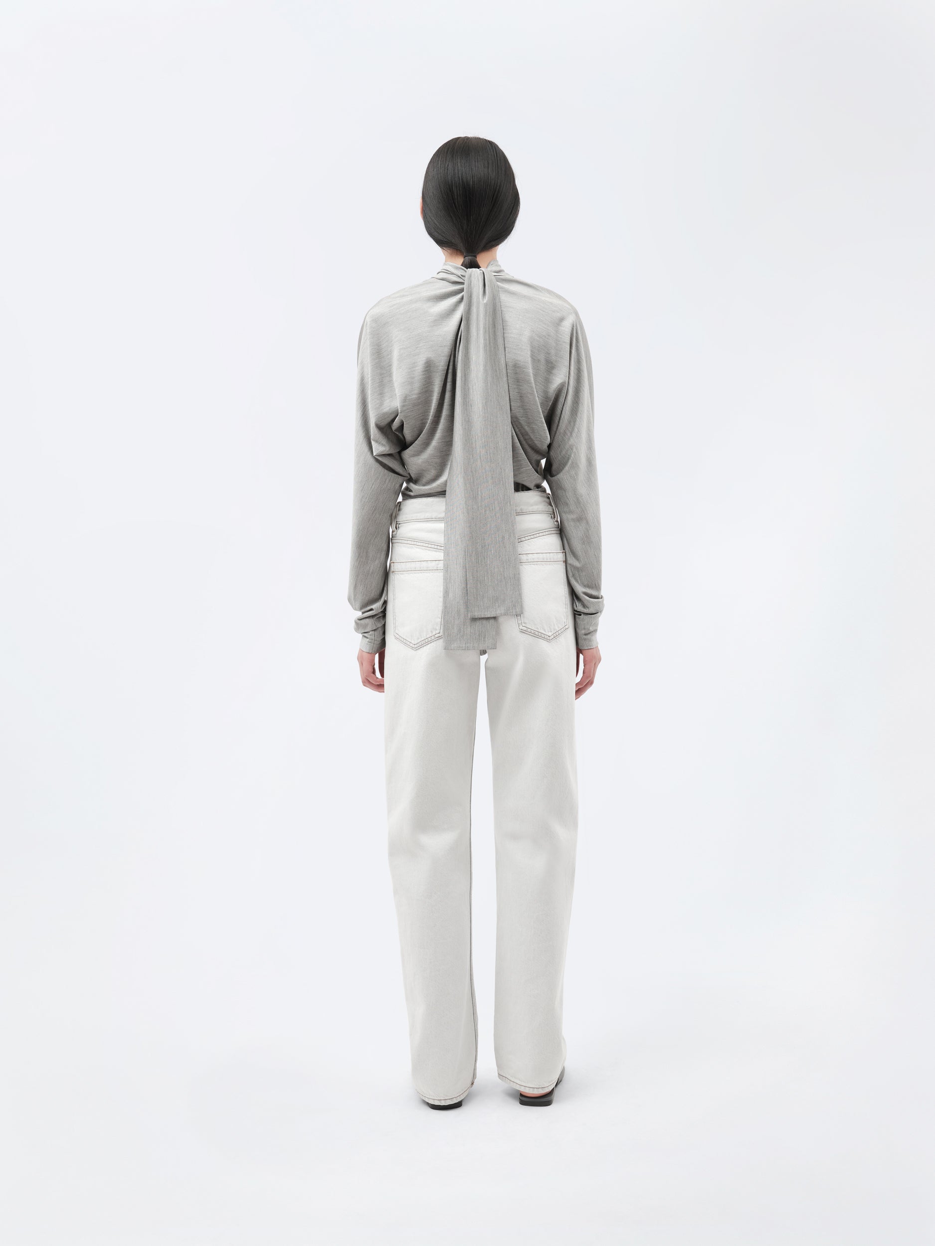 Pantalon 5 poches porte-clé en denim gris clair