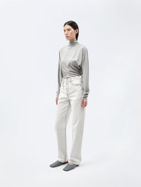 Pantalon 5 poches porte-clé en denim gris clair