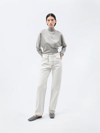 Pantalon 5 poches porte-clé en denim gris clair
