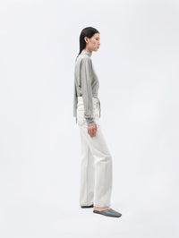 Pantalon 5 poches porte-clé en denim gris clair