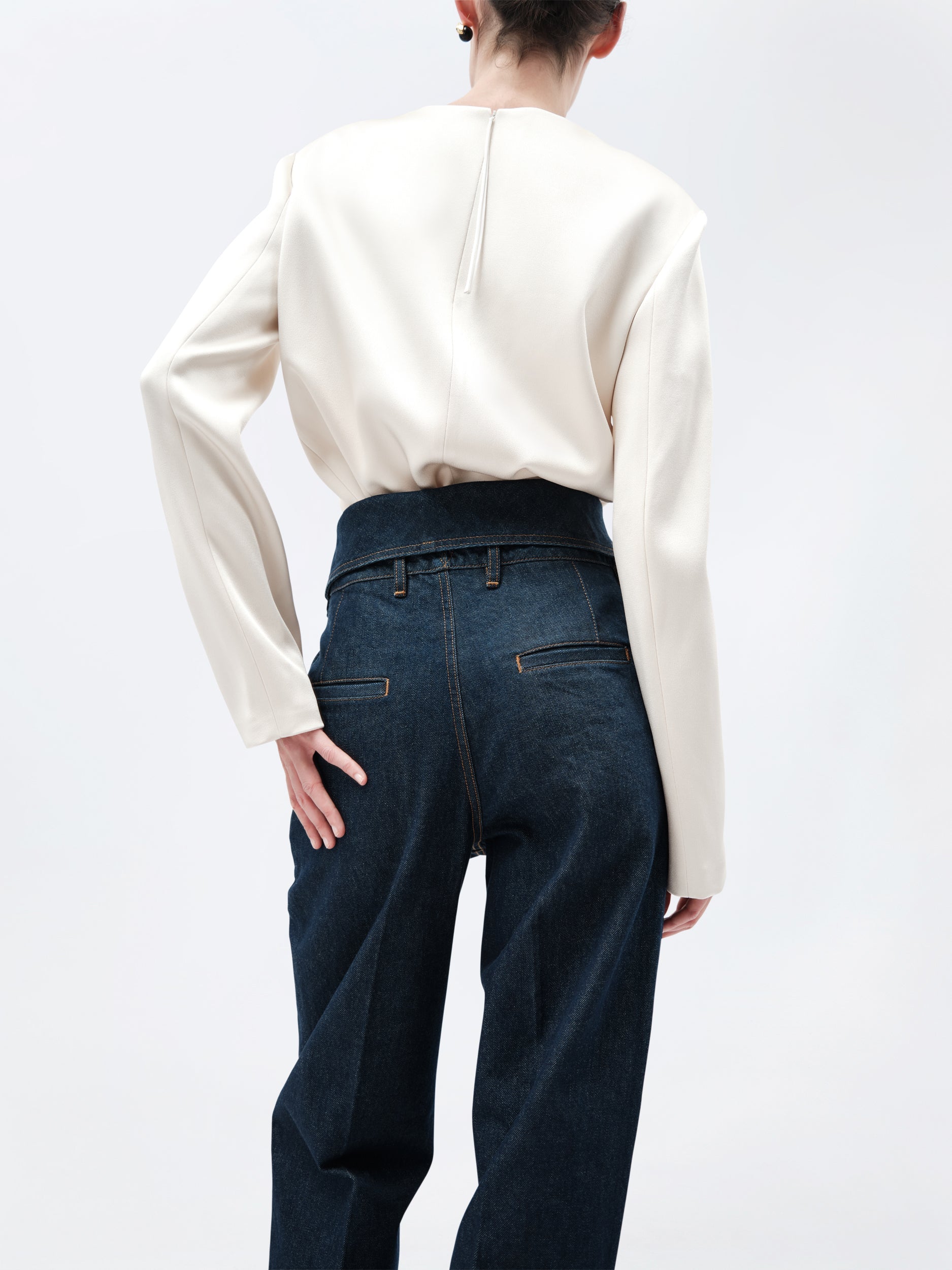 Pantalon orchidée porte-clés en denim indigo
