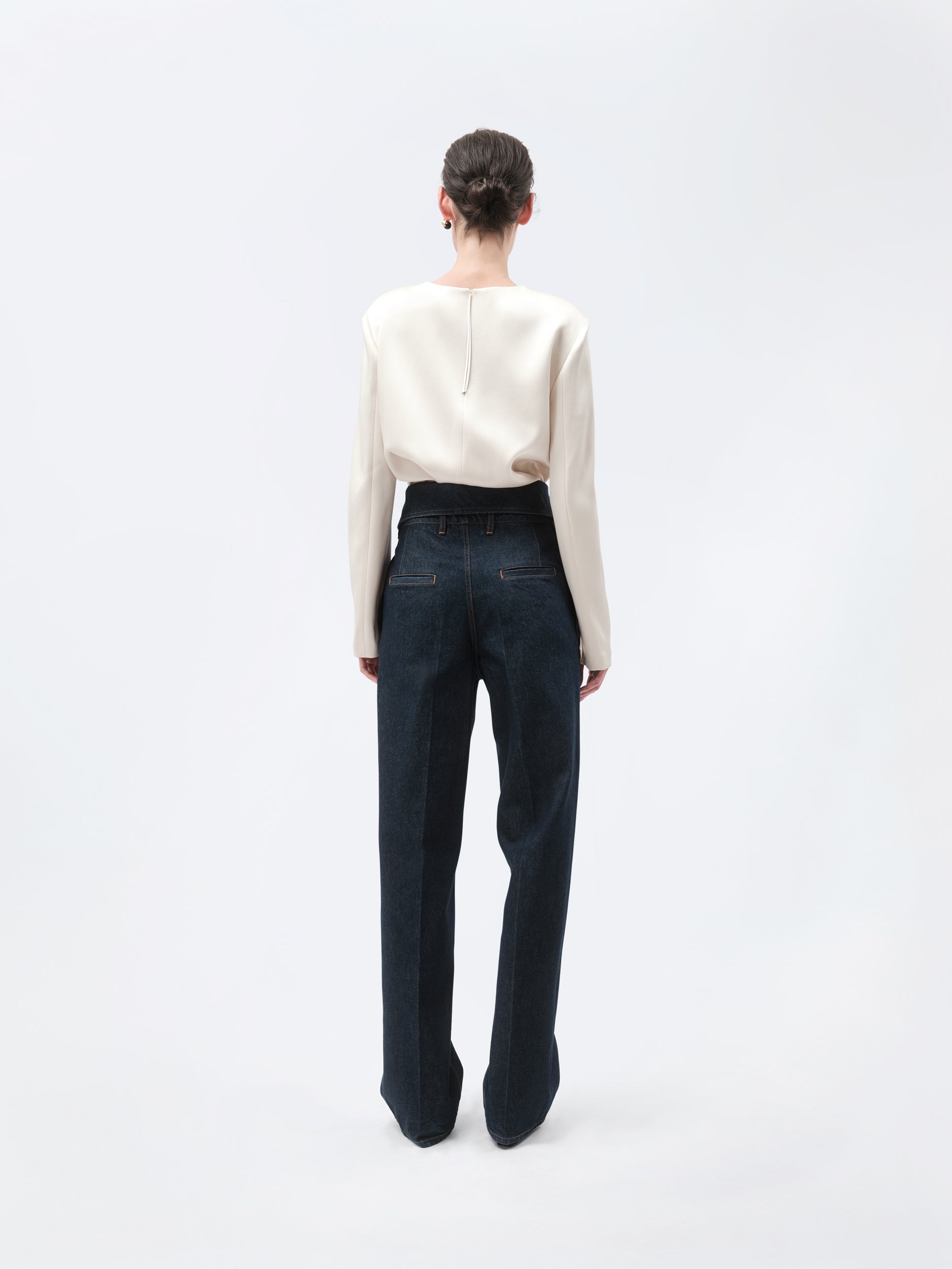 Pantalon orchidée porte-clés en denim indigo