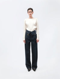 Pantalon orchidée porte-clés en denim indigo
