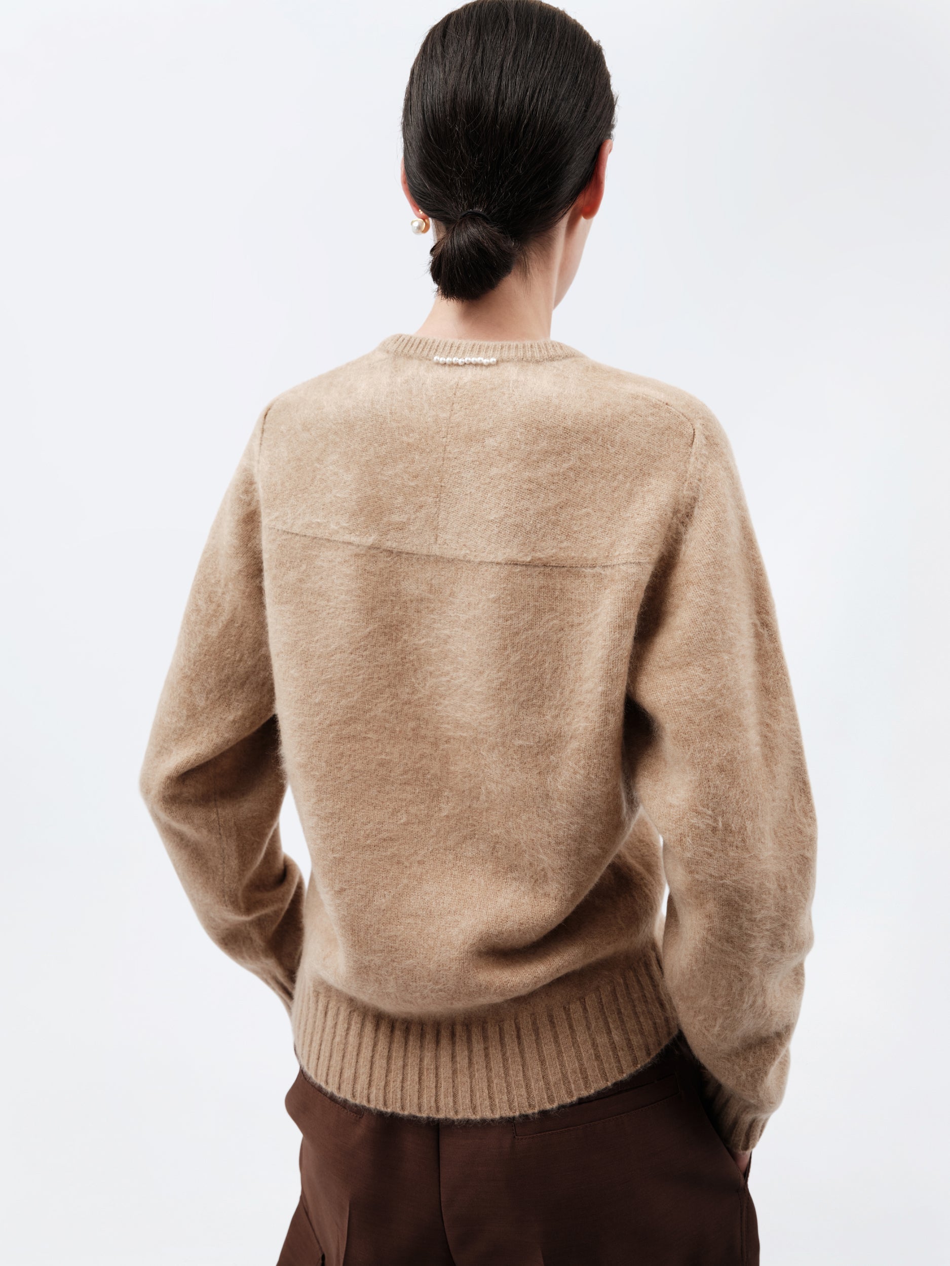 Pull col V en cachemire brossé