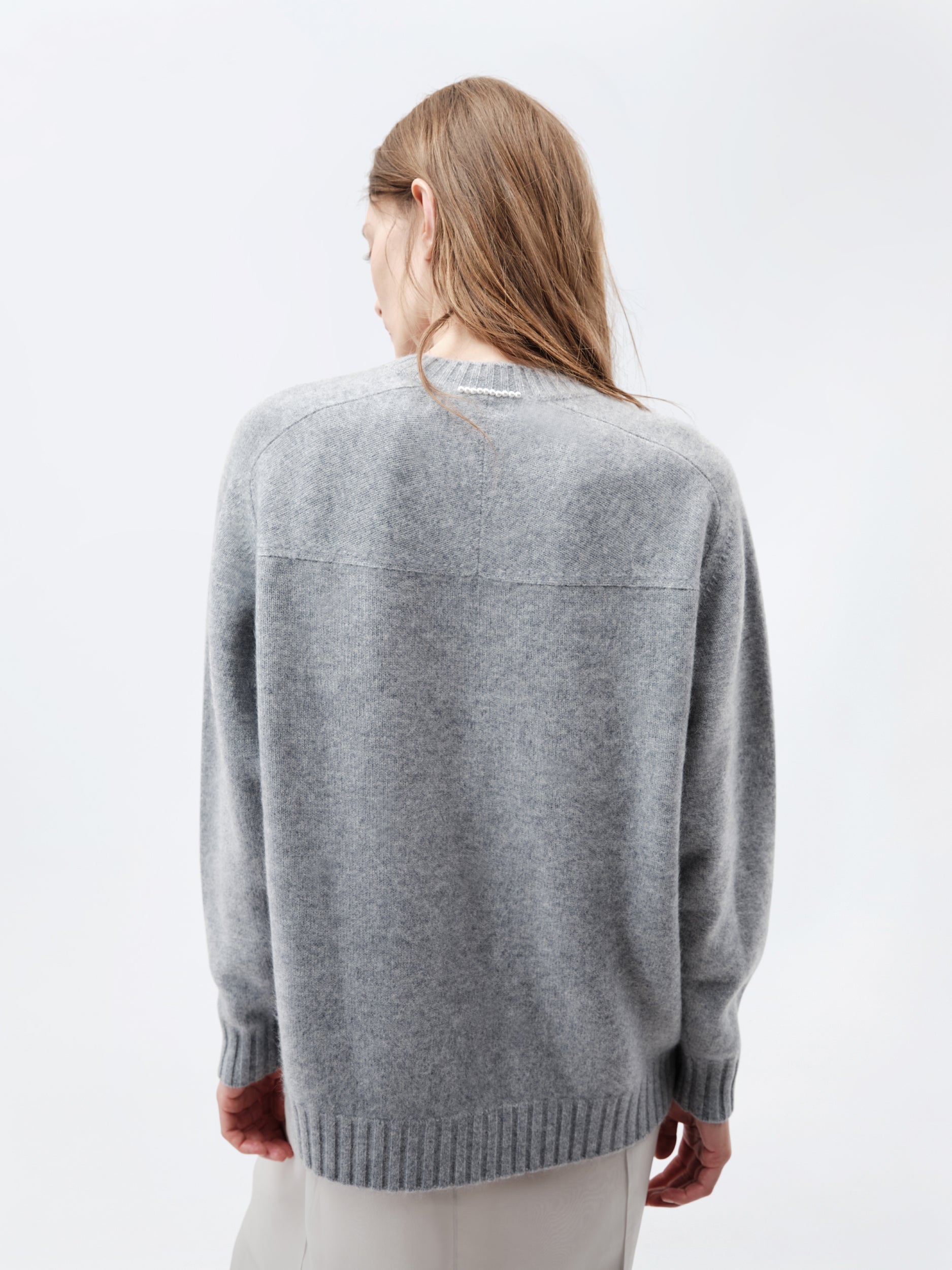 Crew neck jumper in brushed cashmere