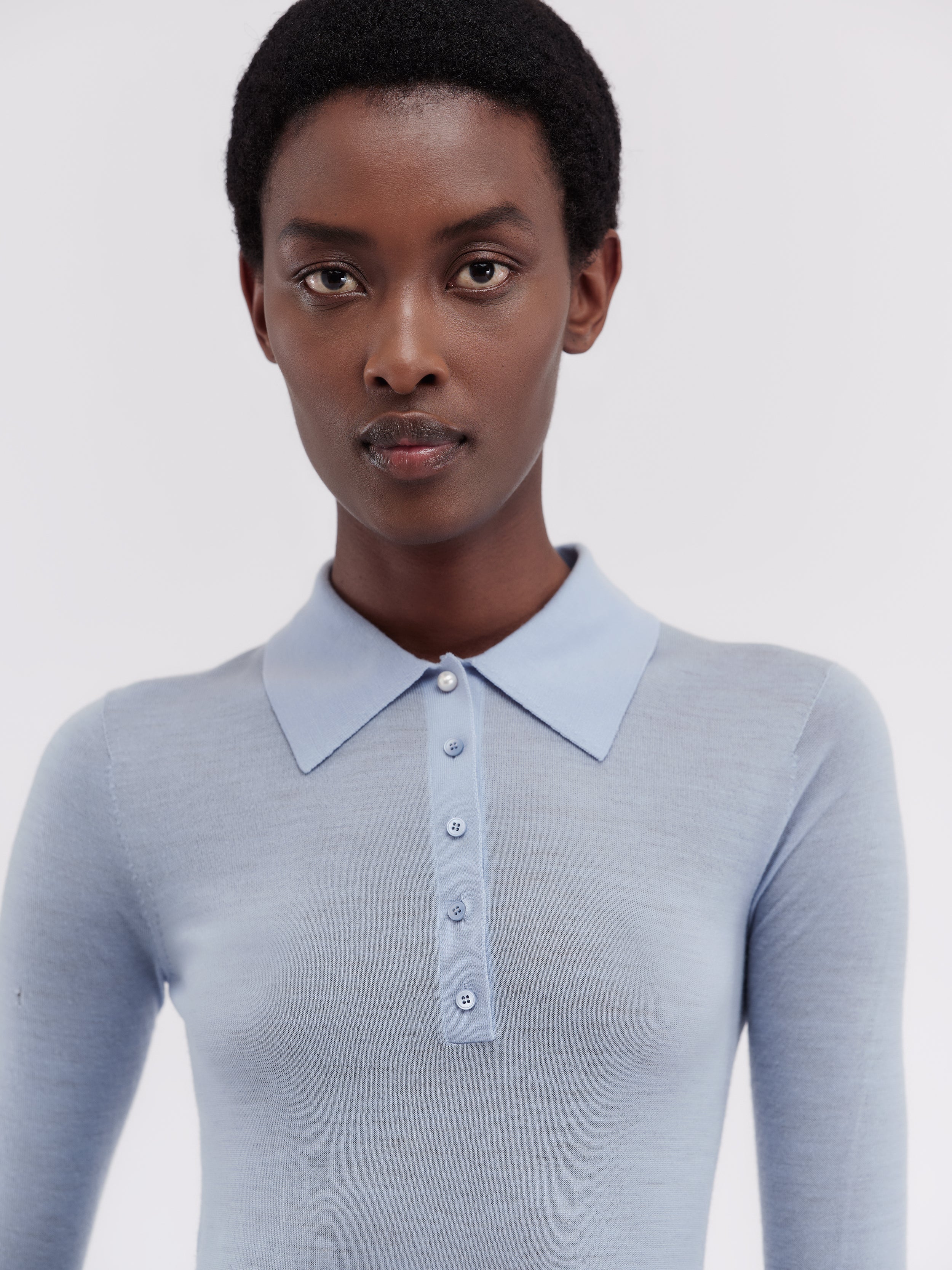 Pull polo en mérinos extra-fin