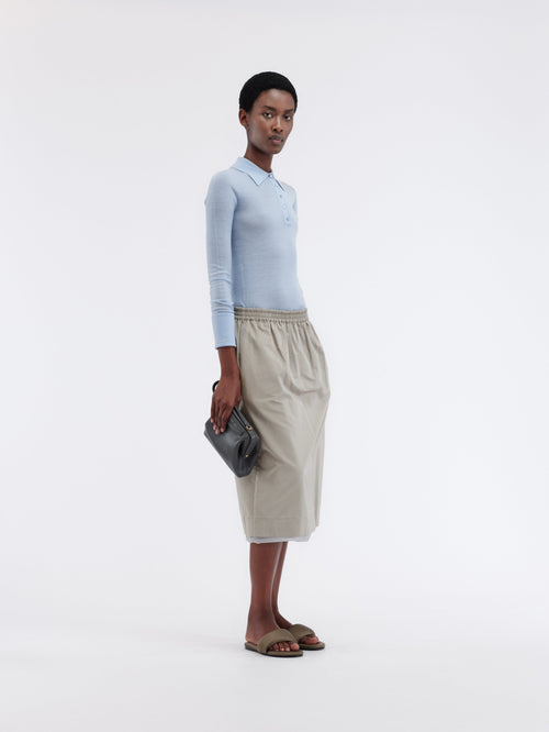 Polo jumper in feather merino