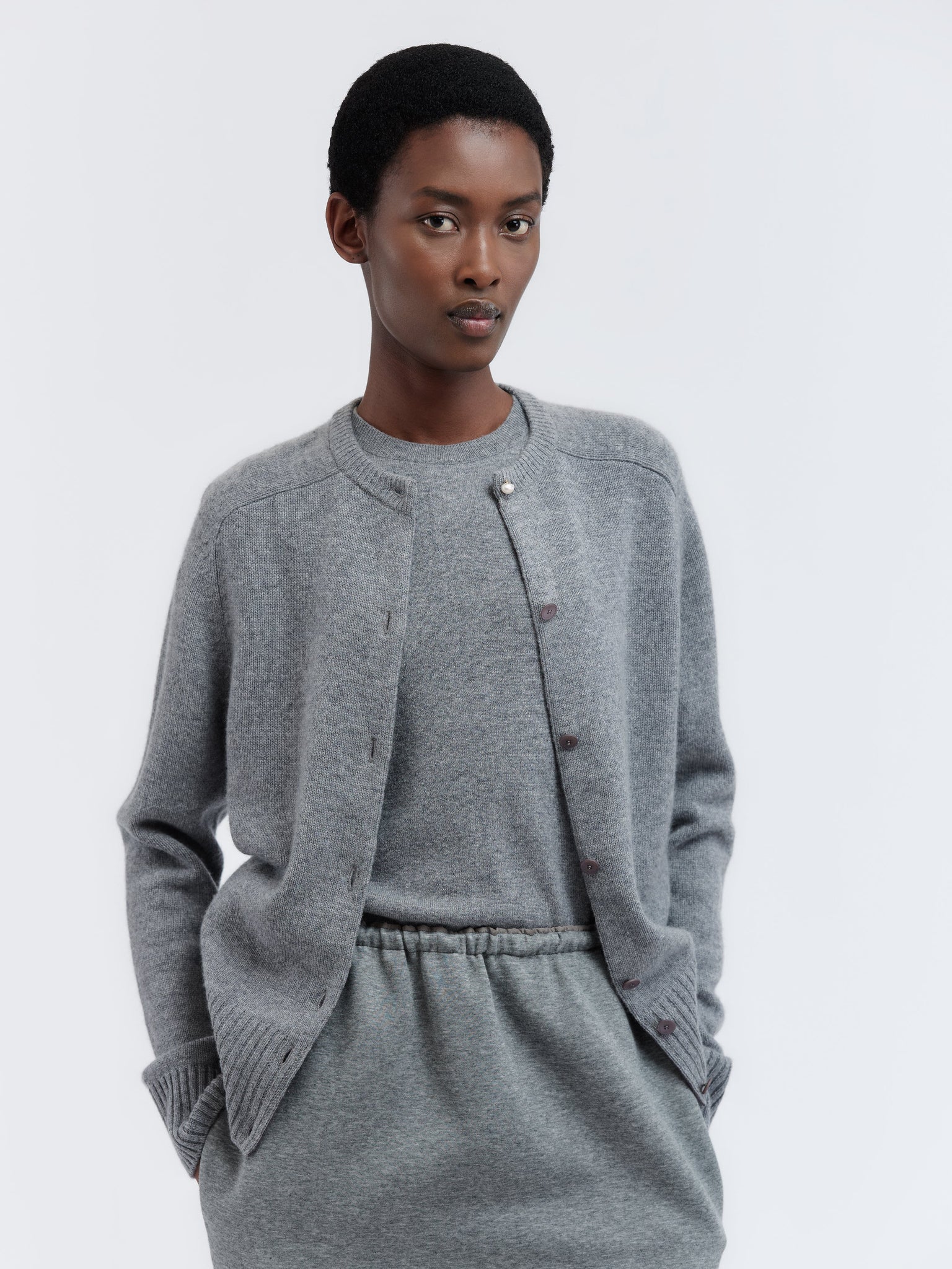 Pull-on skirt in cashmere cotton jersey
