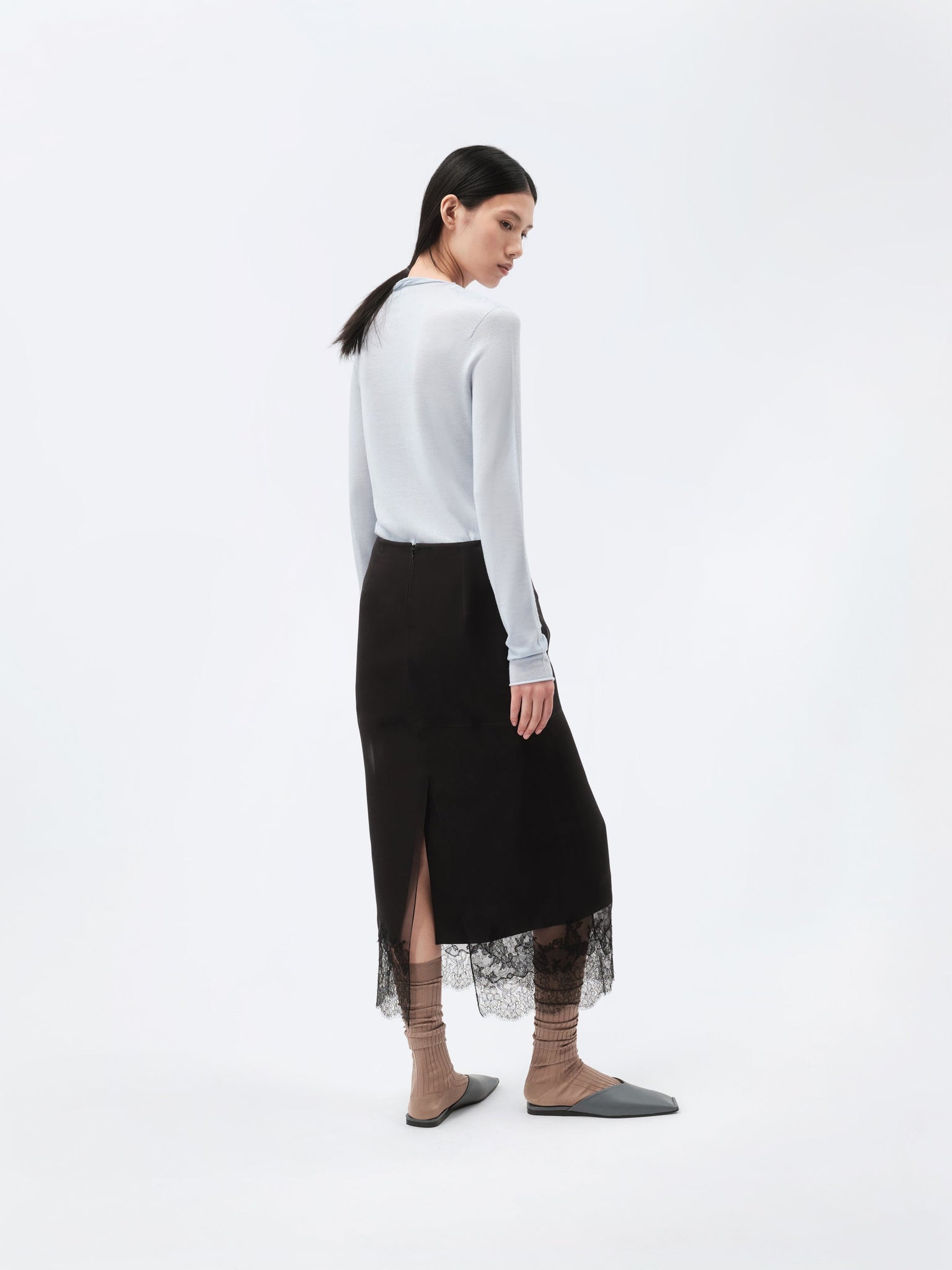 Pull à col tombant en mérinos extra-fin