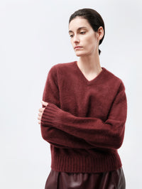 Pull col V en cachemire brossé