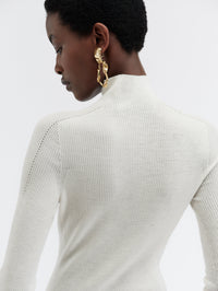 Pull col montant en mérinos côtelé