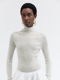 Pull col montant en mérinos côtelé