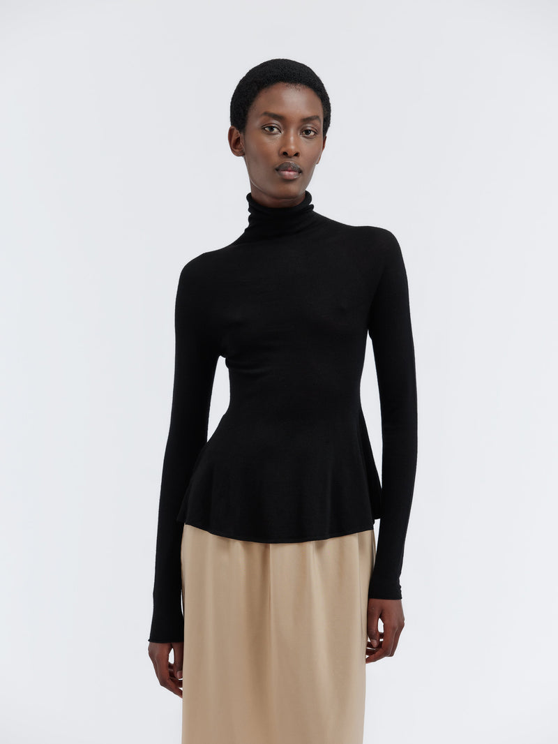 Peplum top in feather merino