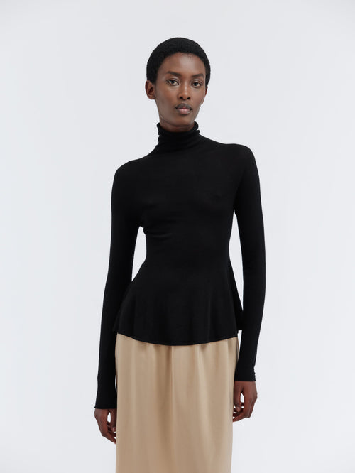 Peplum top in feather merino