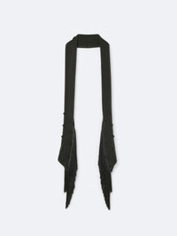 Embroidered fringed scarf in crepe de chine