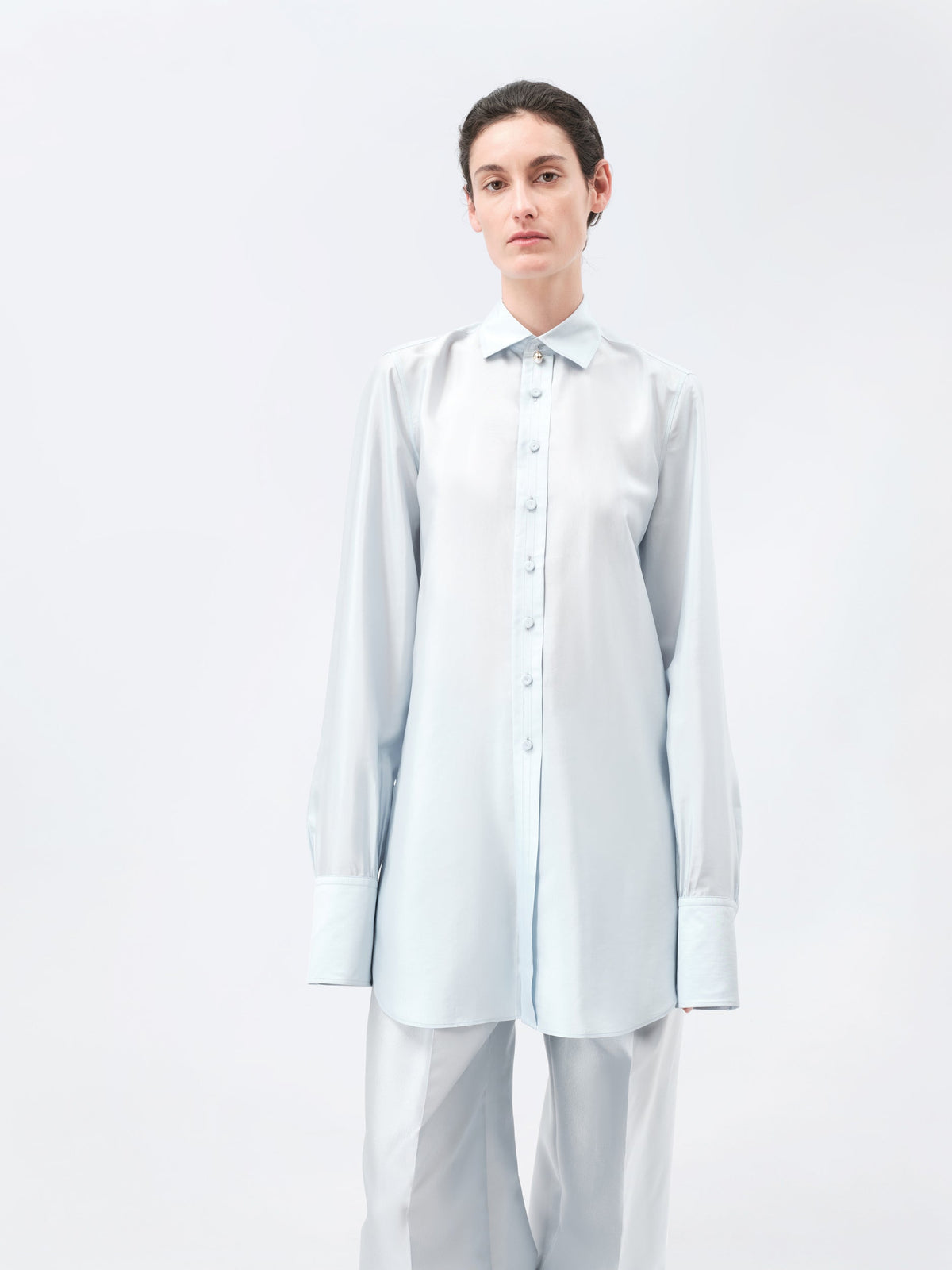 Long shirt in silk drap