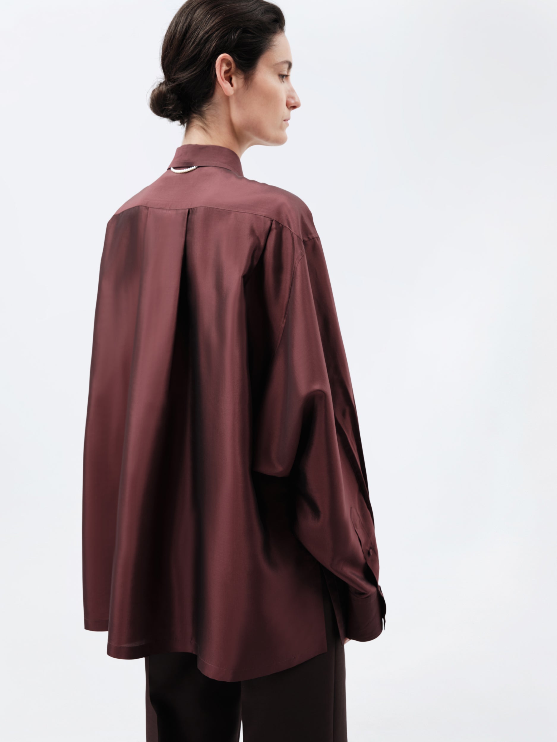 Drop sleeve shirt in silk drap