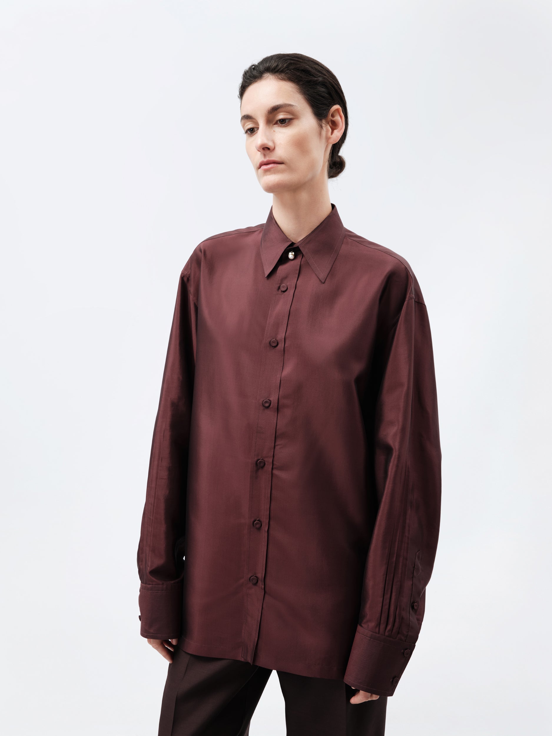 Drop sleeve shirt in silk drap